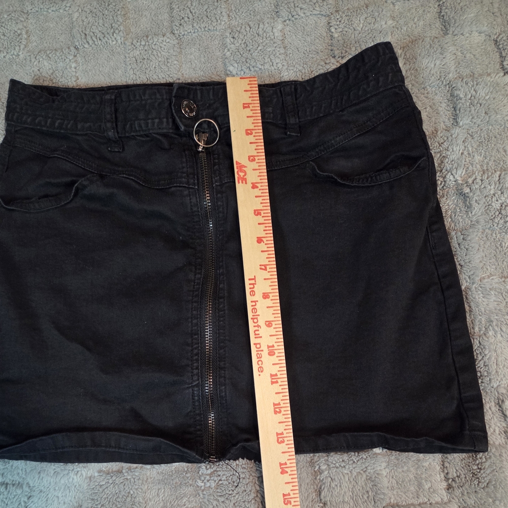 VTG Forever 21 Charcoal Denim Skirt O Zip Front Mini Skirt Casual Y2K Size 28 - Picture 6 of 7